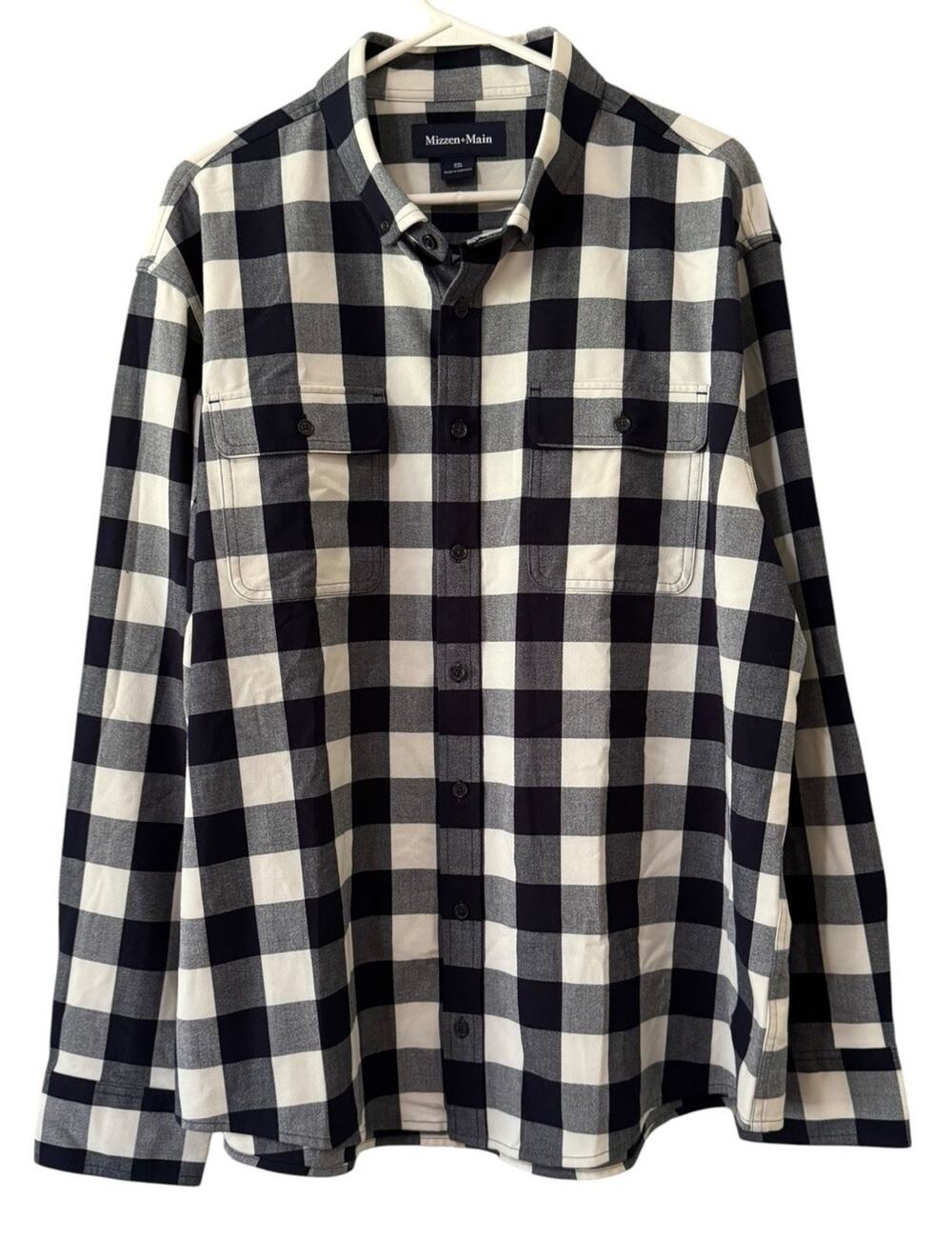 Mizzen + Main Trim Flannel Button Down Shirt Men Size XXL Plaid Stretch Comfort